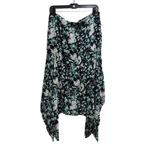 Cato Maxi Dark Fairy Skirt L Handkerchief Hem Lined Black Green Boho Cottage